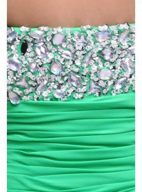 Beaded Sexy Mini-length Green Prom Dress with Side Zipper