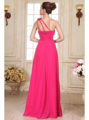 Empire One Shoulder Floor-length Hand Made Flower Prom Dress