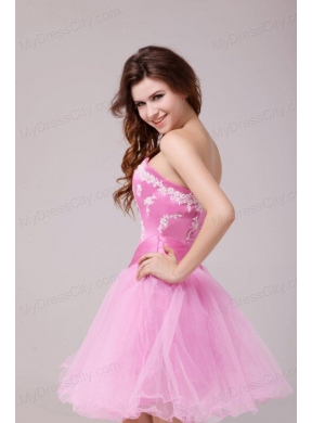 Princess Rose Pink Sweetheart Appliques Short Prom Dress