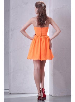 Sweetheart Empire Mini-length Beaded Decorate Prom Dress in Orange