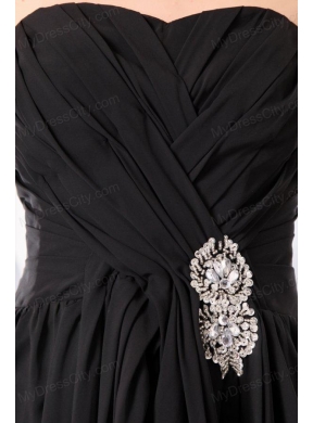 Black Sweetheart Beading and Ruching Empire Prom Dress