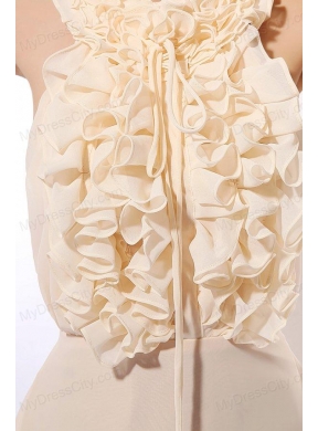 Champagne Chiffon Ruffles Prom Dress with Halter Top Mini-length