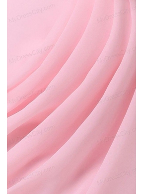 Column Hand Made Flowers Baby Pink Strapless Prom Dress