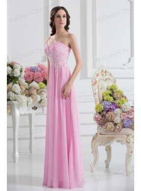 Empire Sweetheart Appliques Prom Dress in Baby Pink