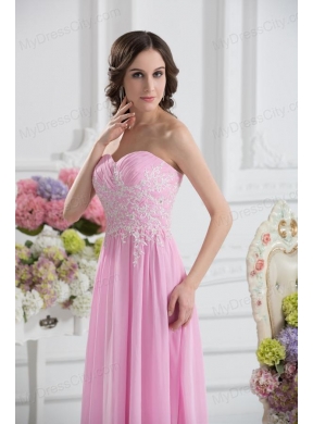 Empire Sweetheart Appliques Prom Dress in Baby Pink