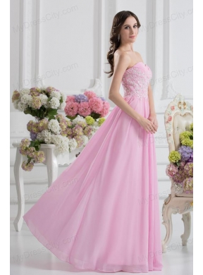 Empire Sweetheart Appliques Prom Dress in Baby Pink