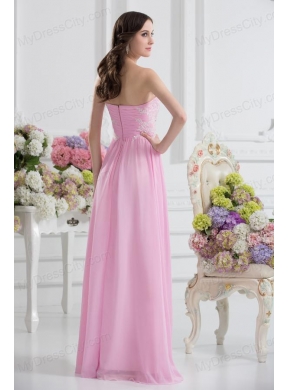 Empire Sweetheart Appliques Prom Dress in Baby Pink