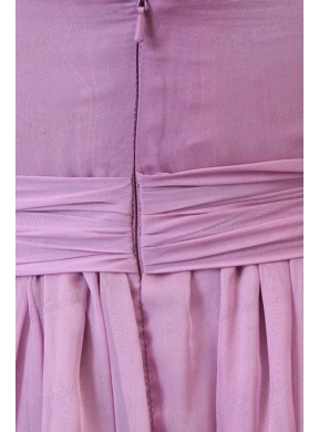 Empire Sweetheart Lilac Chiffon Ruche Prom Dress with Watteau Train