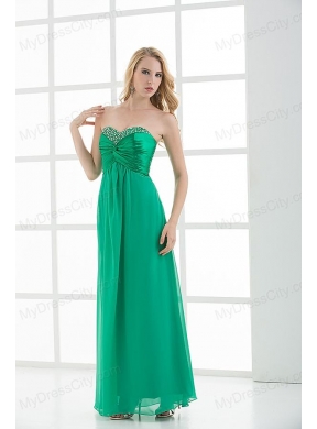 Empire Teal Blue Sweetheart Floor-length Beading Taffeta Prom Dress