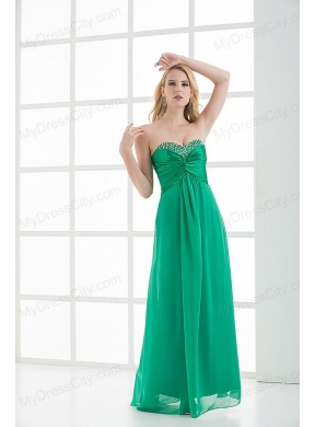 Empire Teal Blue Sweetheart Floor-length Beading Taffeta Prom Dress