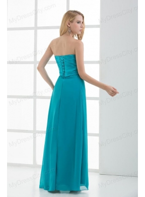 Empire Teal Blue Sweetheart Floor-length Beading Taffeta Prom Dress