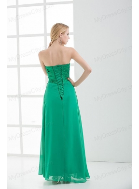 Empire Teal Blue Sweetheart Floor-length Beading Taffeta Prom Dress