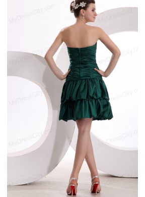 Green Column Ruching and Beading Sweetheart Prom Dress