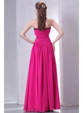 Hot Pink Empire Sweetheart Prom Dress with Beading