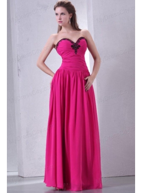 Hot Pink Empire Sweetheart Prom Dress with Beading