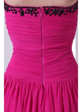 Hot Pink Empire Sweetheart Prom Dress with Beading