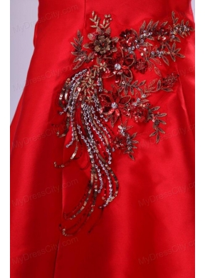 Mermaid Red One Shoulder Embroidery with Beading Prom Dress