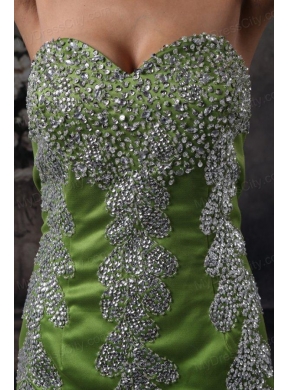 Olive Green Column Prom Dress with Sweetheart Beading