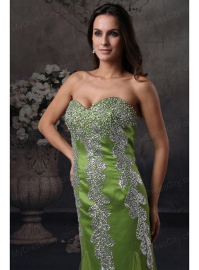 Olive Green Column Prom Dress with Sweetheart Beading