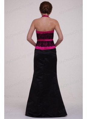 Red Empire Halter Long Beading Chiffon 2014 Prom Dress