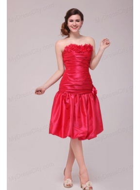 Red Mermaid Strapless Appliques and Ruching Prom Dress