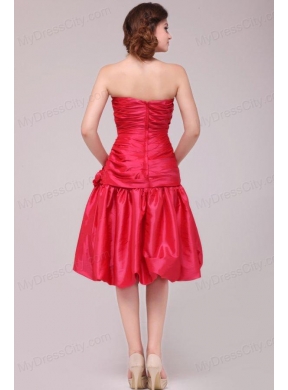 Red Mermaid Strapless Appliques and Ruching Prom Dress