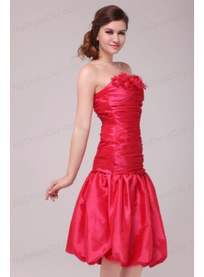 Red Mermaid Strapless Appliques and Ruching Prom Dress