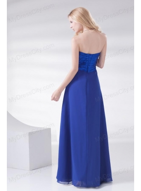 Royal Blue Sweetheart Beading and Ruching Prom Dress with Long