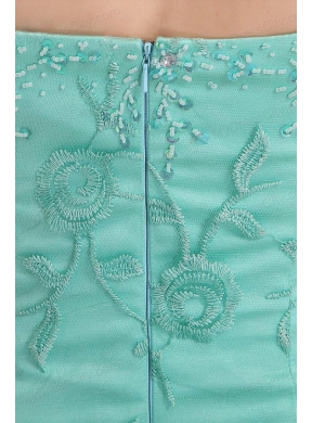 Sexy Mermaid Sweetheart Apple Green Embroidery Prom Dress with Tulle Brush Train