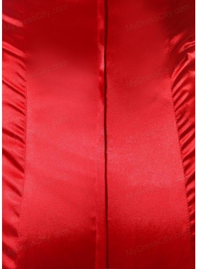 Simple Red Column Sweetheart Ruching Satin Long Prom Dress