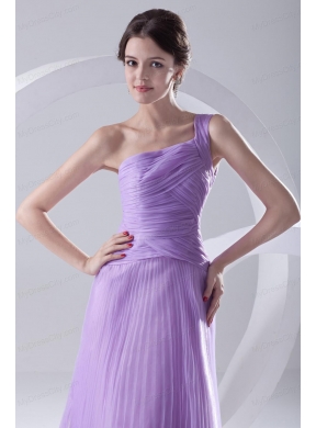 A-line One Shoulder Organza Floor-length Lavender Prom Dress