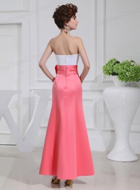 A-line Prom Dress with Hand Made Flowers Swaetheart Taffeta Watermelon