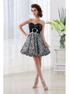 A-line Sweetheart Sleeveless Mini-length Prom Dress with Hand Made Flower