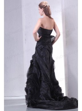 Black A-line Strapless Prom Dress with Layers and Sash