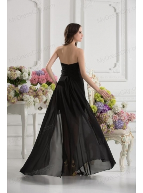 Column Seetheart Chiffon Beading Appliques High Slit Black Prom Dress