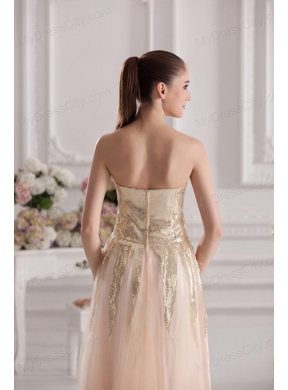 Column Sweetheart Serquins Champagne Floor-length Prom Dress
