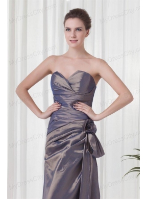 Elegant Column Grey Sweetheart Long Taffeta Prom Dress with Ruching