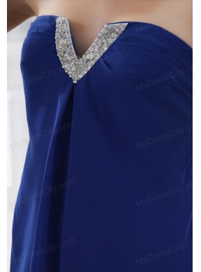 Empire Strapless Blue Mini-length Chiffon Prom Dress with Beading