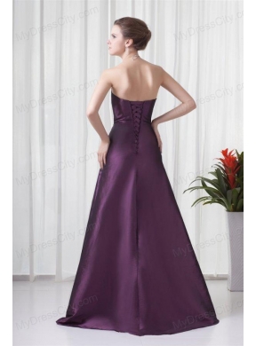 Empire Sweetheart Purple Appliques Long Lace Up Prom Dress