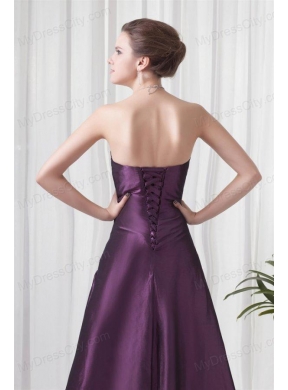 Empire Sweetheart Purple Appliques Long Lace Up Prom Dress