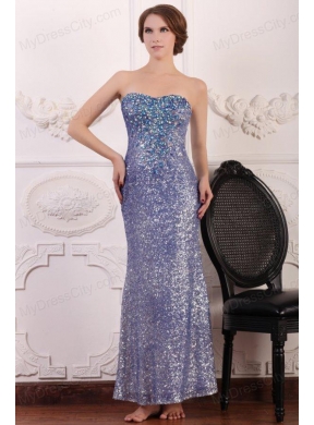 Lavender Column Ankle-length Sweetheart Prom Dress with Sequins