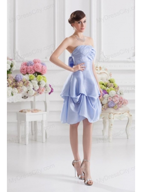 Lavender Strapless Short Taffeta Prom Dress with Bowknot