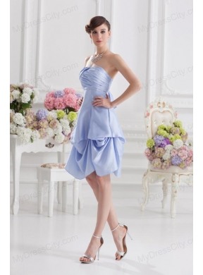 Lavender Strapless Short Taffeta Prom Dress with Bowknot