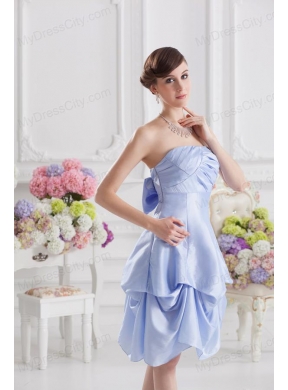 Lavender Strapless Short Taffeta Prom Dress with Bowknot