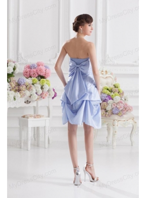 Lavender Strapless Short Taffeta Prom Dress with Bowknot