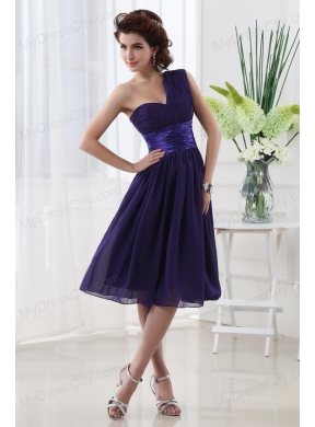 Lovely One Shoulder A-line Knee-length Prom Dress with Belt