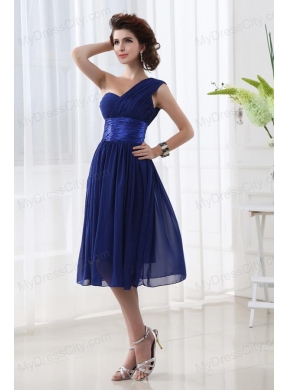 Lovely One Shoulder A-line Knee-length Prom Dress with Belt