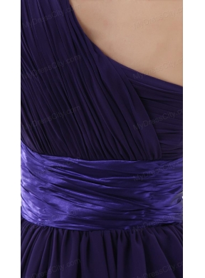 Lovely One Shoulder A-line Knee-length Prom Dress with Belt