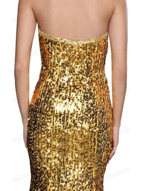 Mermaid Gold Sweetheart Sequins Beading Floor-length Prom Dress