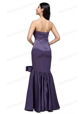 Mermaid Purple Sweetheart Bow Purple Beading Prom Dress